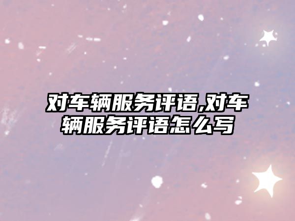 對車輛服務評語,對車輛服務評語怎么寫