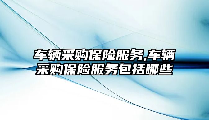 車輛采購保險服務,車輛采購保險服務包括哪些