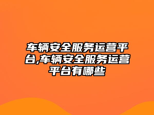 車輛安全服務(wù)運營平臺,車輛安全服務(wù)運營平臺有哪些