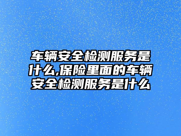 車輛安全檢測服務是什么,保險里面的車輛安全檢測服務是什么