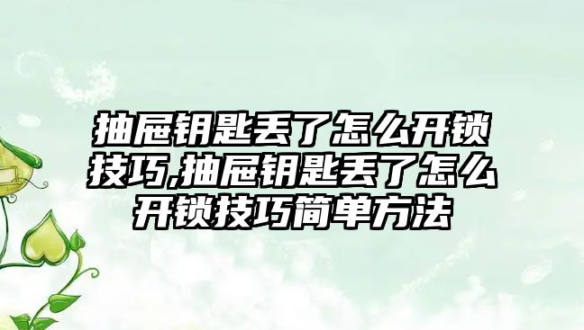 抽屜鑰匙丟了怎么開鎖技巧,抽屜鑰匙丟了怎么開鎖技巧簡單方法