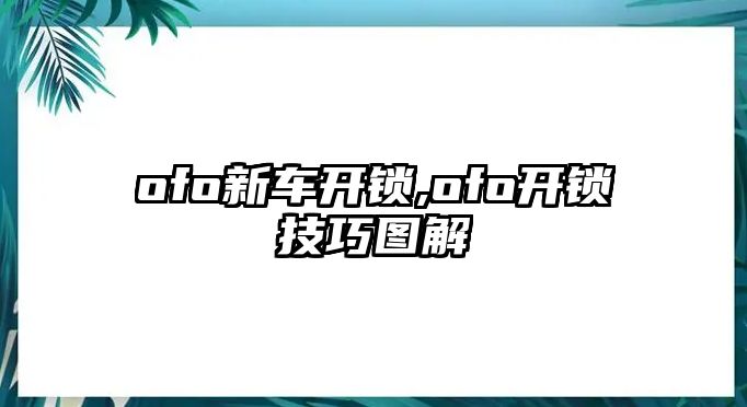 ofo新車開鎖,ofo開鎖技巧圖解