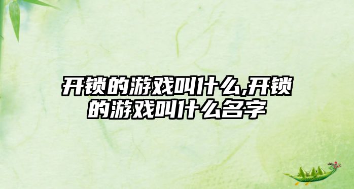 開鎖的游戲叫什么,開鎖的游戲叫什么名字