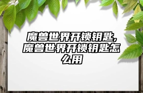 魔獸世界開鎖鑰匙,魔獸世界開鎖鑰匙怎么用