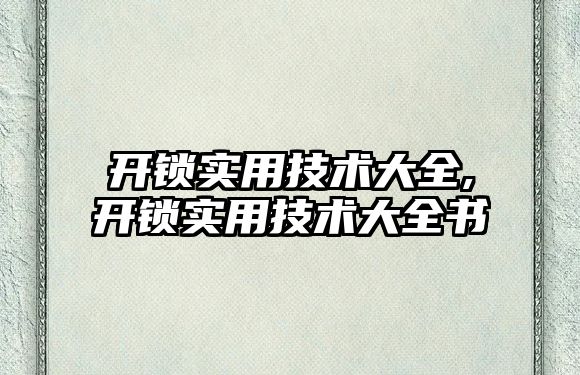 開鎖實(shí)用技術(shù)大全,開鎖實(shí)用技術(shù)大全書