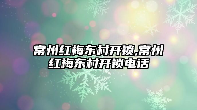 常州紅梅東村開鎖,常州紅梅東村開鎖電話