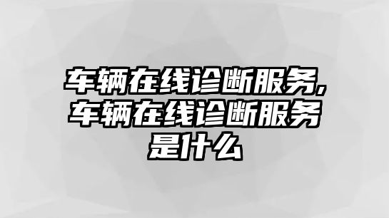 車輛在線診斷服務,車輛在線診斷服務是什么