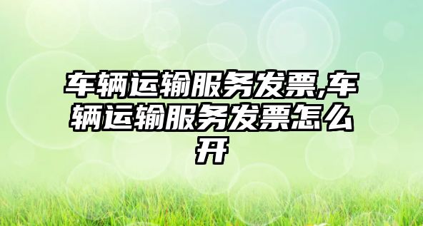 車輛運(yùn)輸服務(wù)發(fā)票,車輛運(yùn)輸服務(wù)發(fā)票怎么開