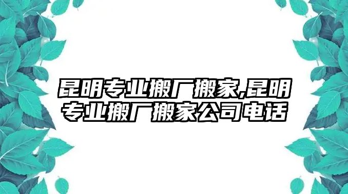 昆明專業搬廠搬家,昆明專業搬廠搬家公司電話