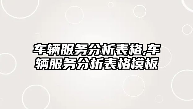 車輛服務(wù)分析表格,車輛服務(wù)分析表格模板